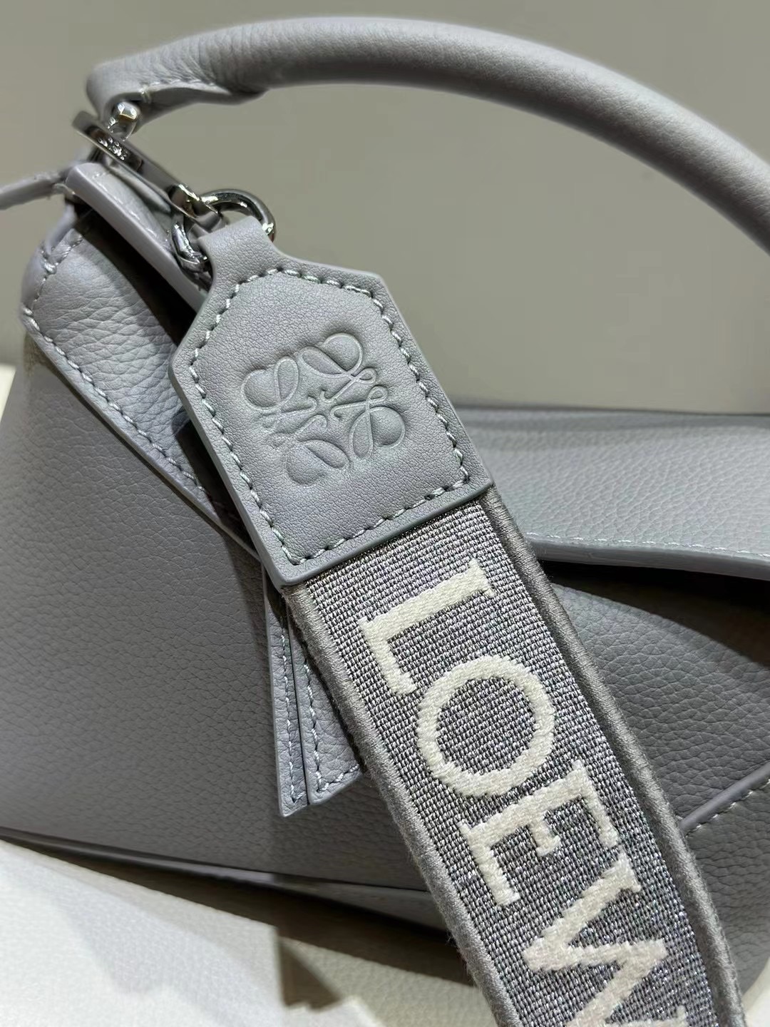 Loewe Mini Puzzle Bag in Soft Grained Calfskin Grey